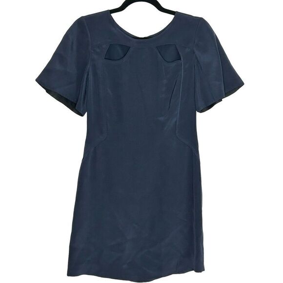 Rebecca Minkoff Women’s 100% Silk Navy Blue Cutout Mini Dress Size 2 - Picture 1 of 9